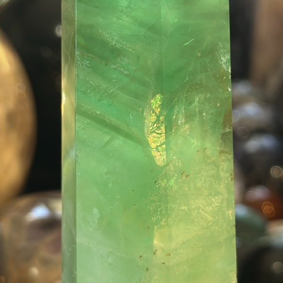 Green Fluorite Crystal Tower With Rainbows! - Picture 10 of 10